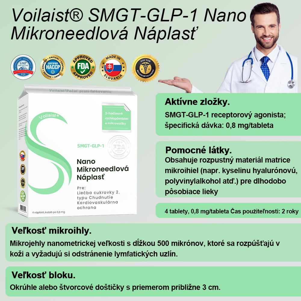 🍏🍏Voilaist® SMGT-GLP-1 Nano Mikroneedlová Náplasť (Bezbolestné, dlhotrvajúce, rieši cukrovku, obezitu a kardiovaskulárne ochorenia)
