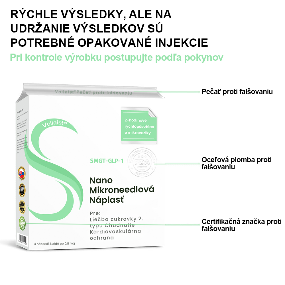 🍏🍏Voilaist® SMGT-GLP-1 Nano Mikroneedlová Náplasť (Bezbolestné, dlhotrvajúce, rieši cukrovku, obezitu a kardiovaskulárne ochorenia)